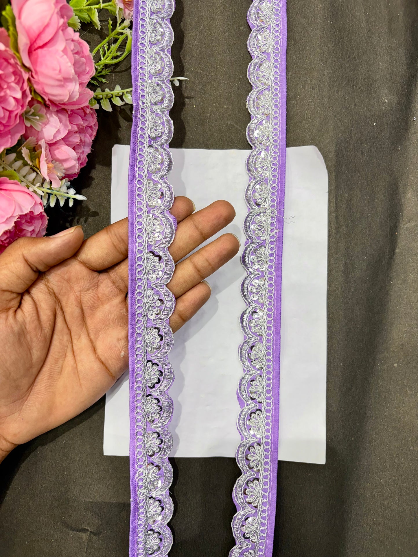 ✨Beautiful 😍Raw silk lace royal zari embroidered lace border 1inch (pack of 9 meter )