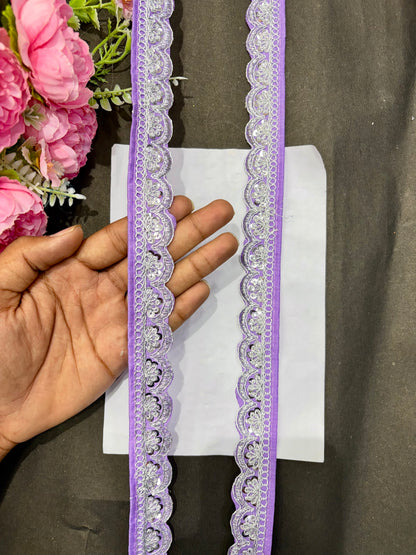 ✨Beautiful 😍Raw silk lace royal zari embroidered lace border 1inch (pack of 9 meter )