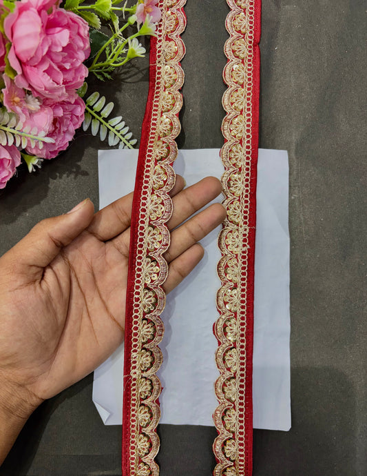 ✨Beautiful 😍Raw silk lace royal zari embroidered lace border 1inch (pack of 9 meter )
