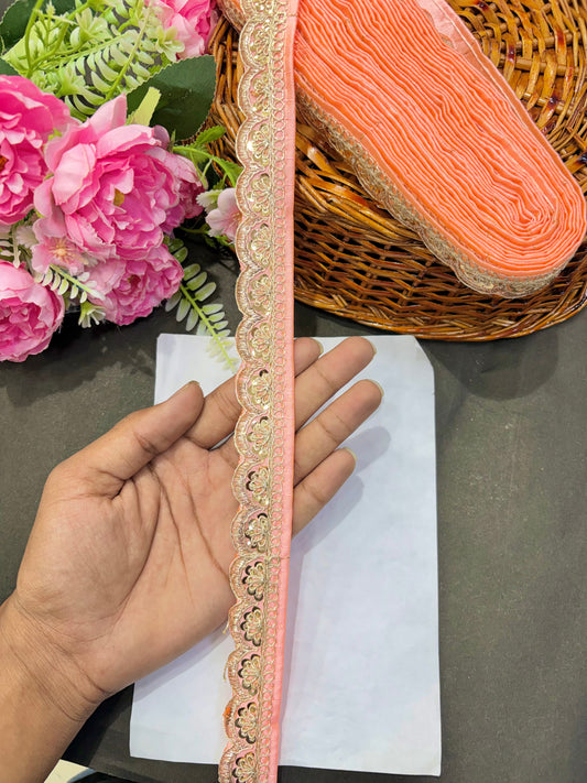 ✨Beautiful 😍Raw silk lace royal zari embroidered lace border 1inch (pack of 9 meter )