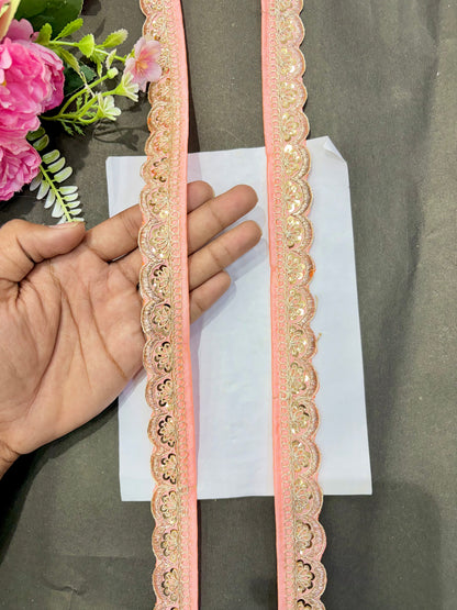 ✨Beautiful 😍Raw silk lace royal zari embroidered lace border 1inch (pack of 9 meter )