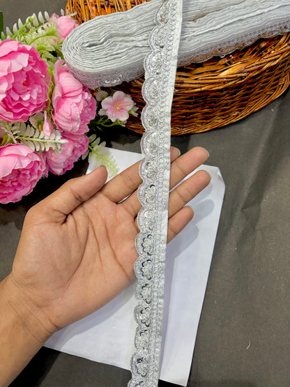 ✨Beautiful 😍Raw silk lace royal zari embroidered lace border 1inch (pack of 9 meter )