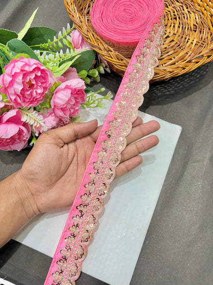 ✨Beautiful 😍Raw silk lace royal zari embroidered lace border 2 inch (pack of 9 meter )