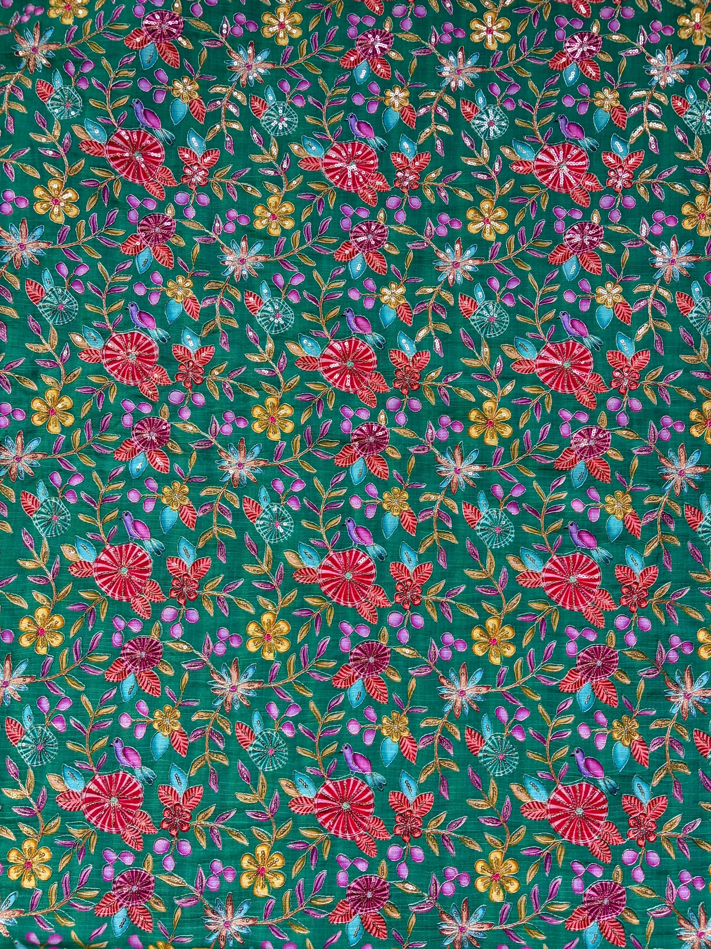🥰 Pure Chinon Fabrics Multi Flower Print with Zari Work (44 width)