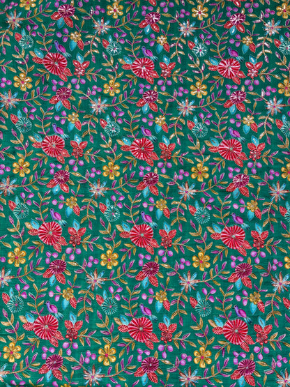 🥰 Pure Chinon Fabrics Multi Flower Print with Zari Work (44 width)