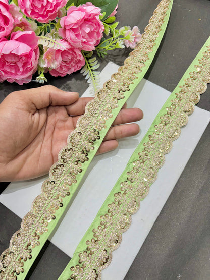 ✨Beautiful 😍Raw silk lace royal zari embroidered lace border 2 inch (pack of 9 meter )