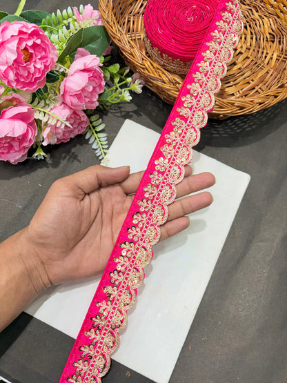 ✨Beautiful 😍Raw silk lace royal zari embroidered lace border 2 inch (pack of 9 meter )