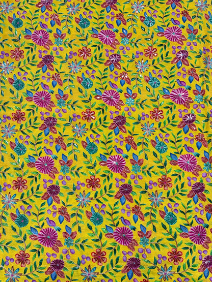 🥰 Pure Chinon Fabrics Multi Flower Print with Zari Work (44 width)