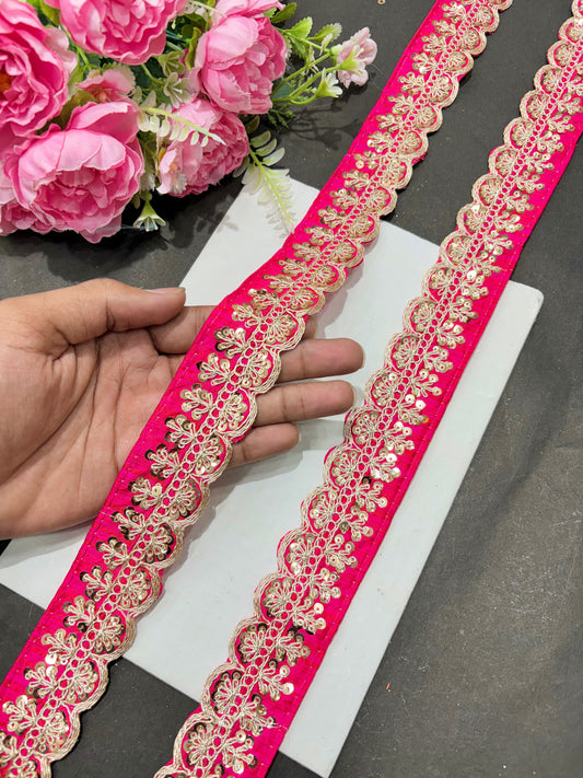 ✨Beautiful 😍Raw silk lace royal zari embroidered lace border 2 inch (pack of 9 meter )