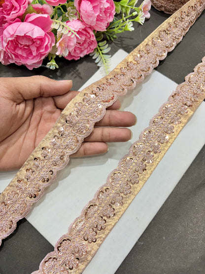 ✨Beautiful 😍Raw silk lace royal zari embroidered lace border 2 inch (pack of 9 meter )