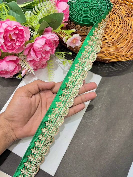 ✨Beautiful 😍Raw silk lace royal zari embroidered lace border 2 inch (pack of 9 meter )