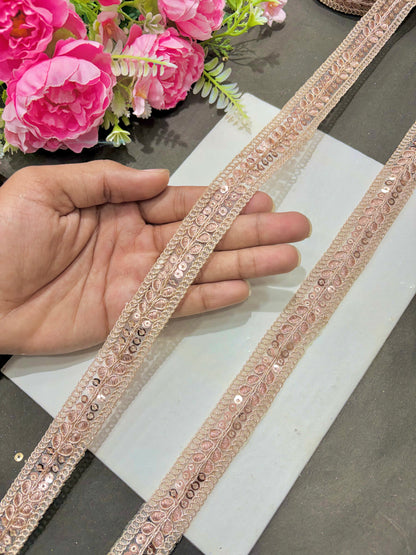 Golden Sequin Embroidered Lace Border (pack of 9 meter)