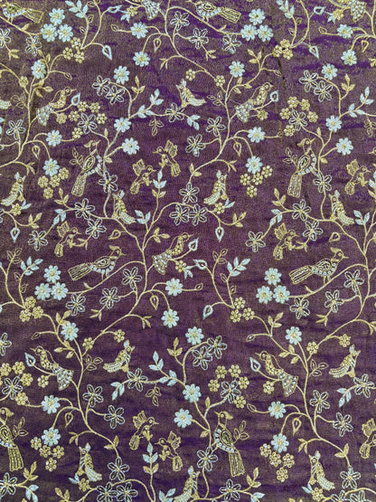 😍Exclusive Tissue Zari Work with Parrot Beads Work 🦜44 Width💕