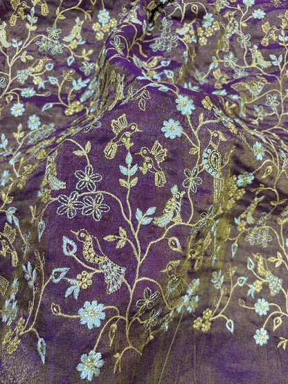 😍Exclusive Tissue Zari Work with Parrot Beads Work 🦜44 Width💕