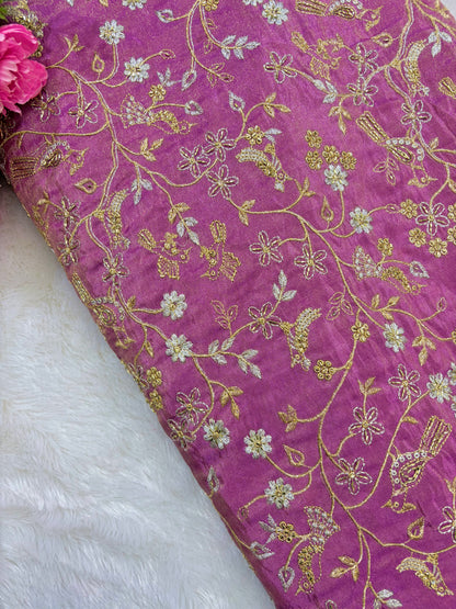 😍Exclusive Tissue Zari Work with Parrot Beads Work 🦜44 Width💕