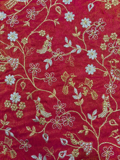 😍Exclusive Tissue Zari Work with Parrot Beads Work 🦜44 Width💕