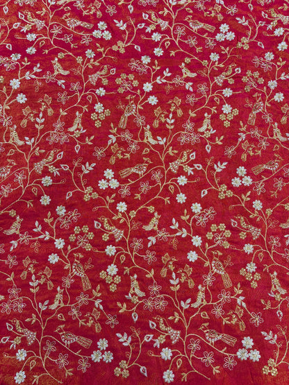 😍Exclusive Tissue Zari Work with Parrot Beads Work 🦜44 Width💕