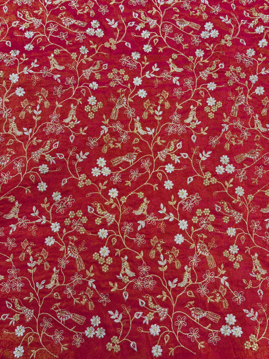 😍Exclusive Tissue Zari Work with Parrot Beads Work 🦜44 Width💕