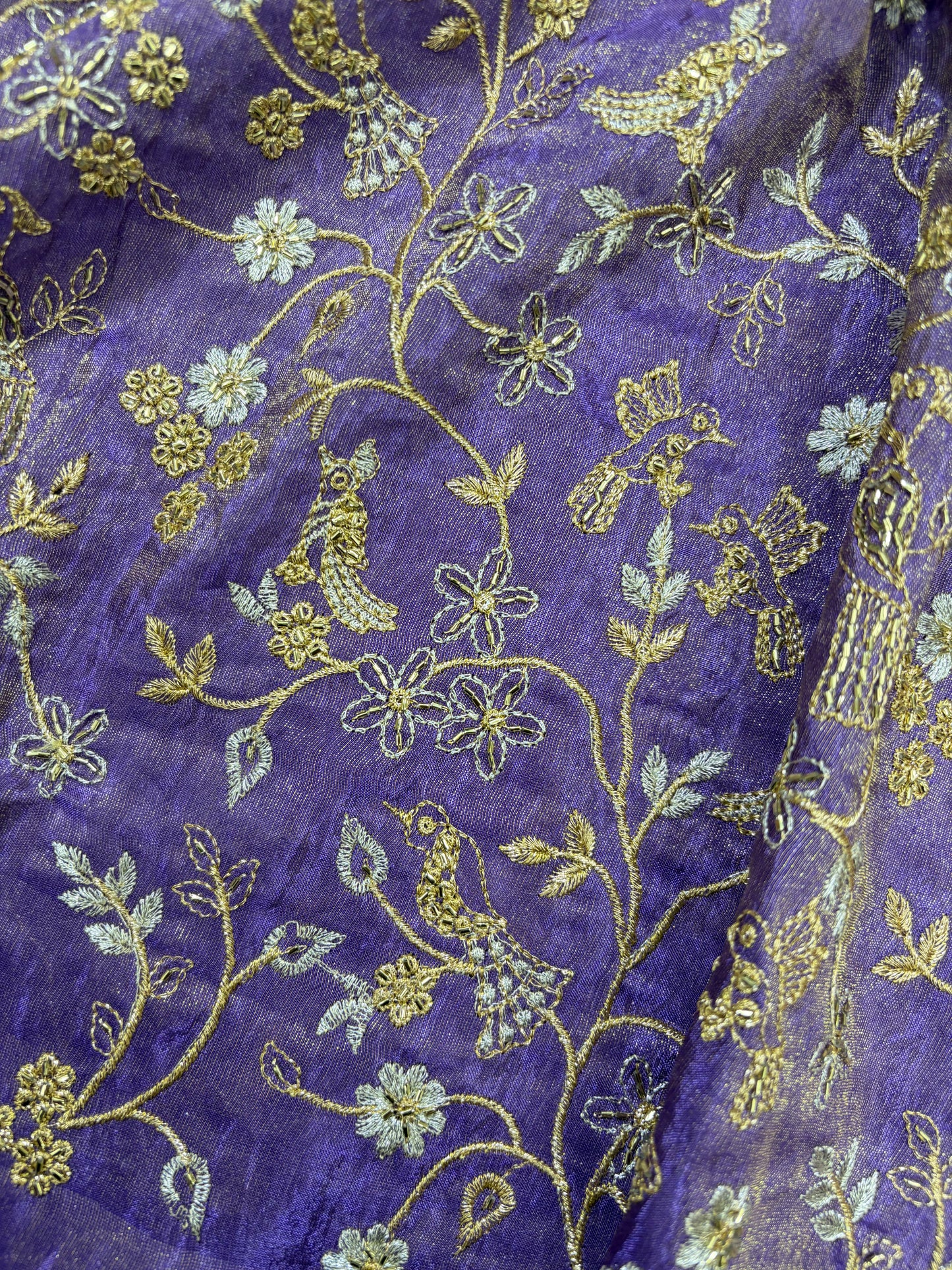 😍Exclusive Tissue Zari Work with Parrot Beads Work 🦜44 Width💕