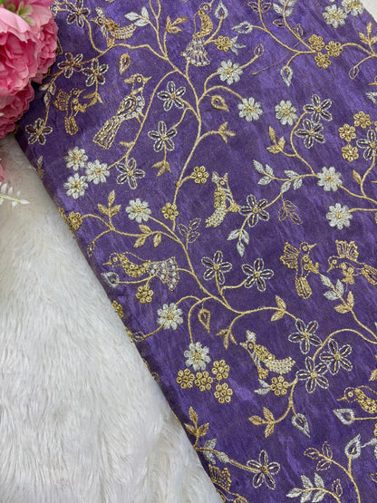 😍Exclusive Tissue Zari Work with Parrot Beads Work 🦜44 Width💕