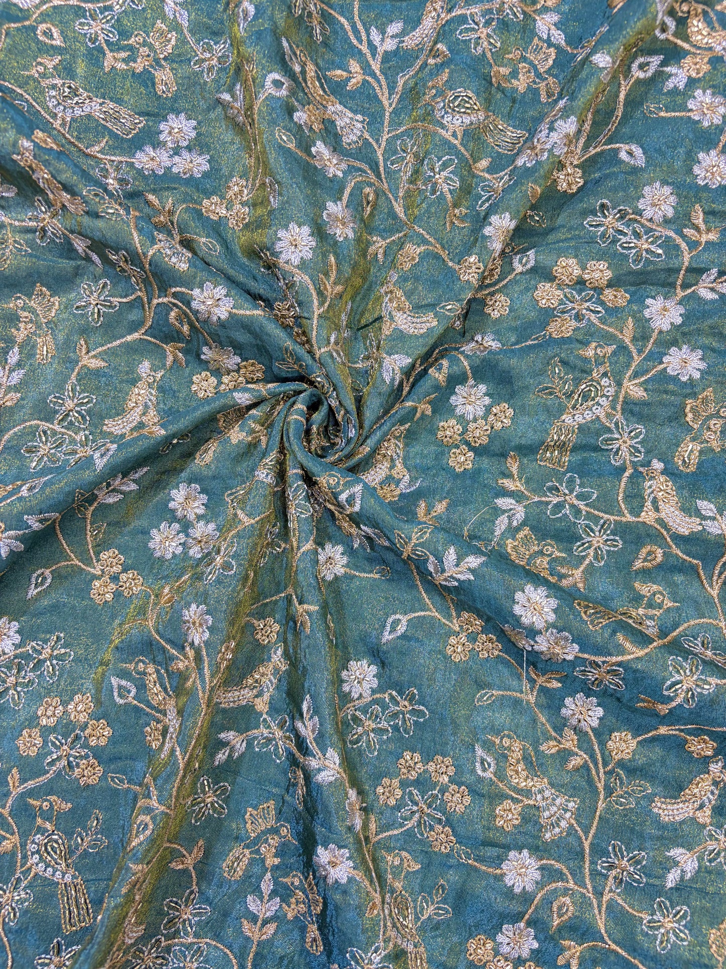 😍Exclusive Tissue Zari Work with Parrot Beads Work 🦜44 Width💕