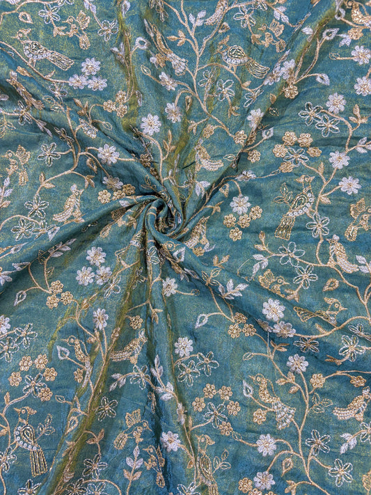 😍Exclusive Tissue Zari Work with Parrot Beads Work 🦜44 Width💕