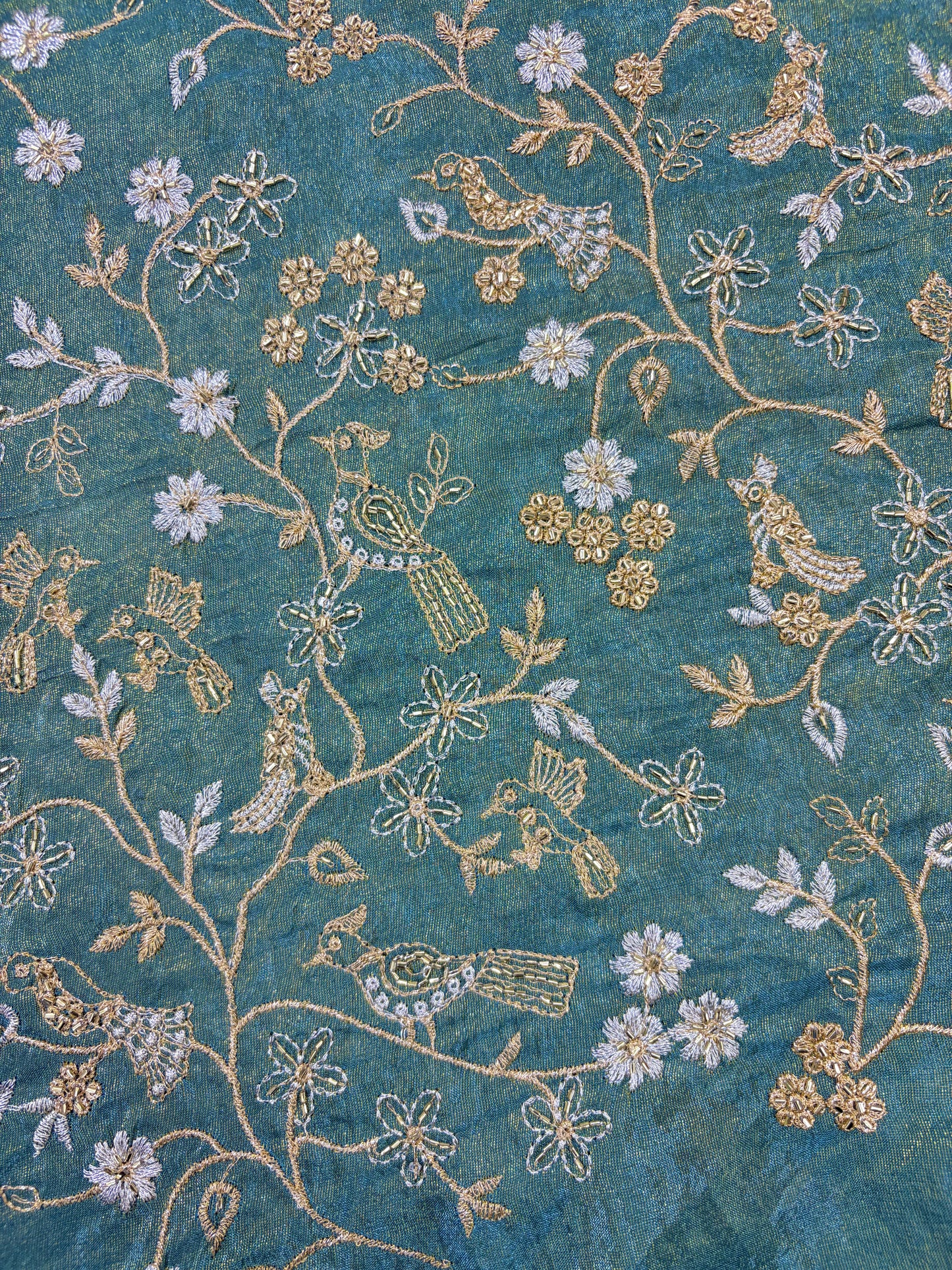 😍Exclusive Tissue Zari Work with Parrot Beads Work 🦜44 Width💕