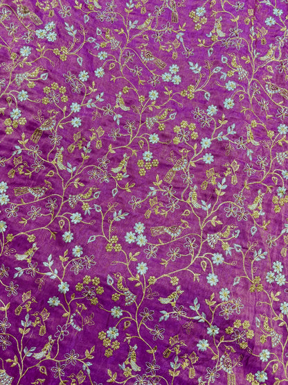 😍Exclusive Tissue Zari Work with Parrot Beads Work 🦜44 Width💕