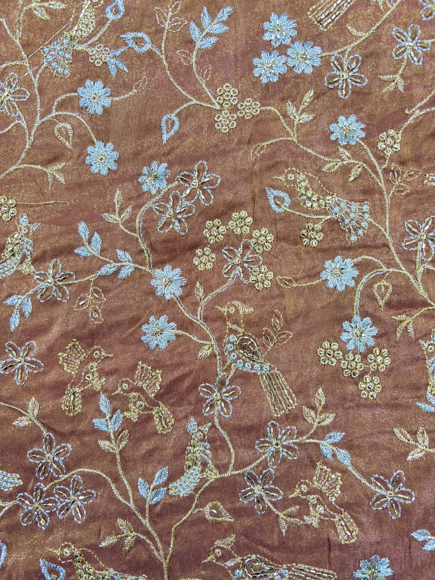 😍Exclusive Tissue Zari Work with Parrot Beads Work 🦜44 Width💕