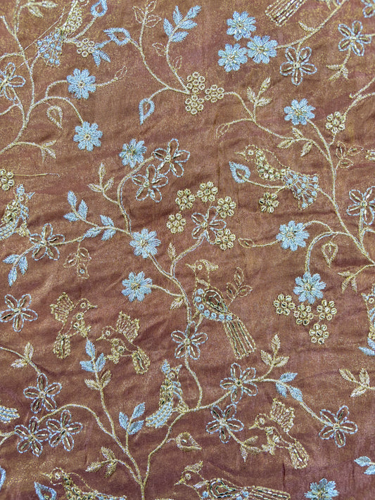 😍Exclusive Tissue Zari Work with Parrot Beads Work 🦜44 Width💕