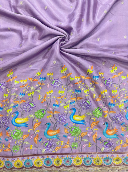 🥰🦌Beautiful Kalamkari Border Fabrics 🦚 44width