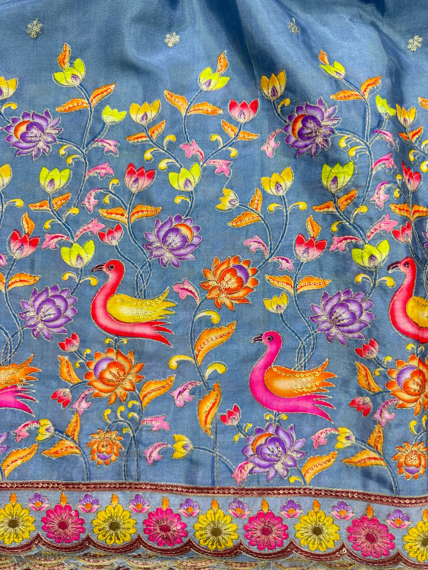 🥰🦌Beautiful Kalamkari Border Fabrics 🦚 44width