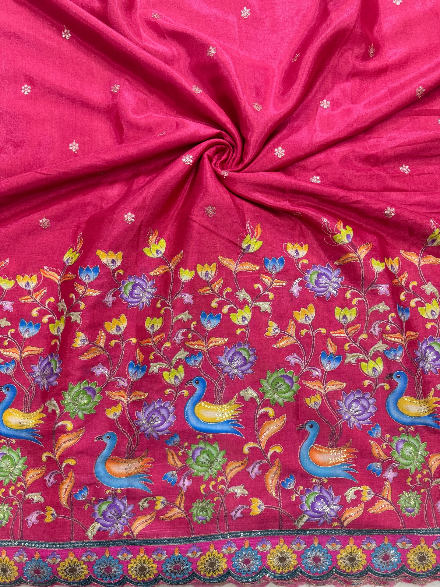 🥰🦌Beautiful Kalamkari Border Fabrics 🦚 44width