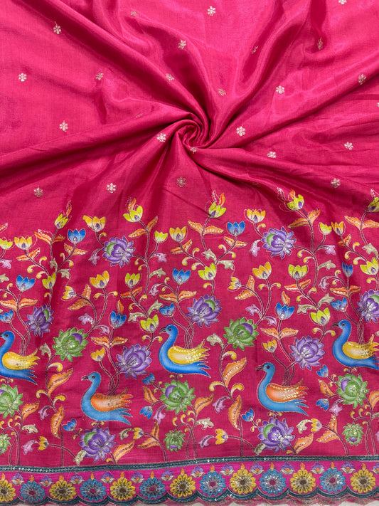 🥰🦌Beautiful Kalamkari Border Fabrics 🦚 44width