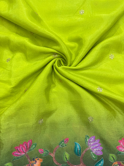 🥰🦌Beautiful Kalamkari Border Fabrics 🦚 44width