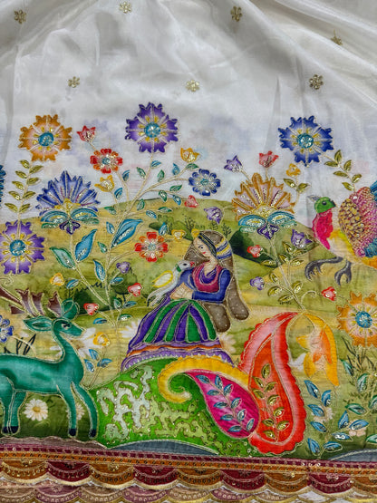 🥰🦌Beautiful Kalamkari Border Fabrics 🦚 44width