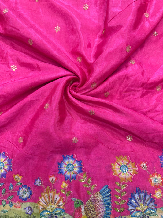 🥰🦌Beautiful Kalamkari Border Fabrics 🦚 44width