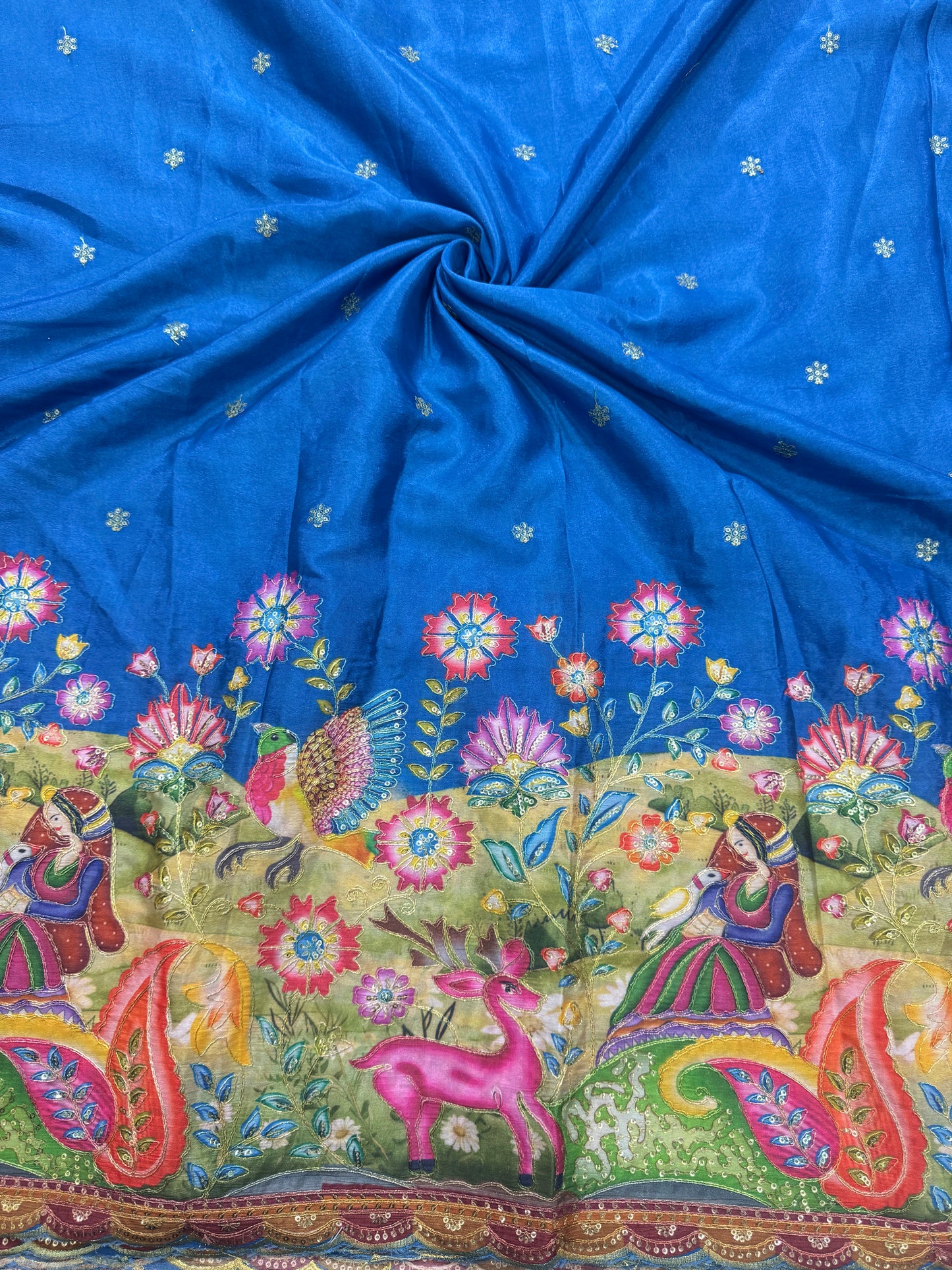 🥰🦌Beautiful Kalamkari Border Fabrics 🦚 44width