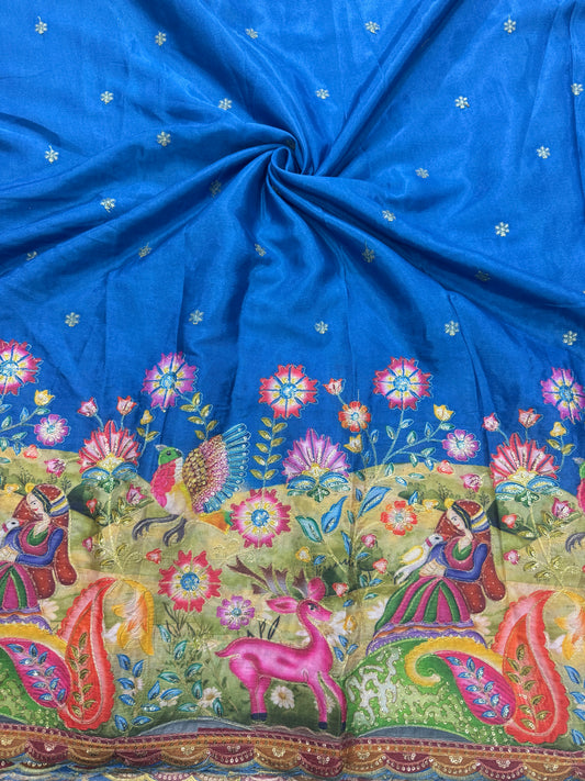 🥰🦌Beautiful Kalamkari Border Fabrics 🦚 44width