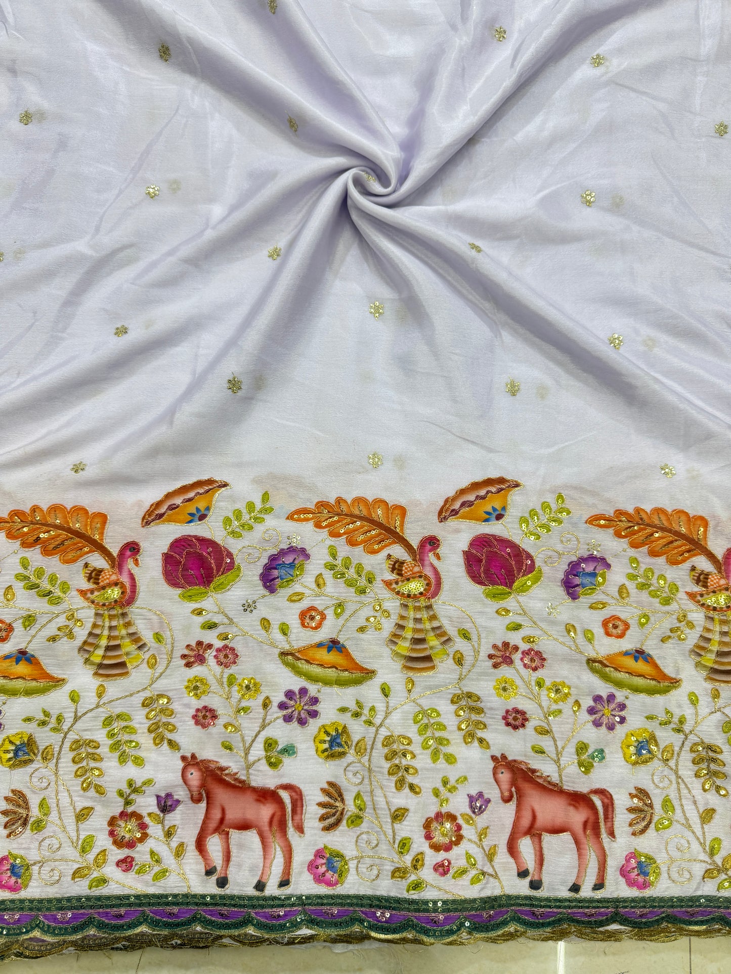 🥰🦌Beautiful Kalamkari Border Fabrics 🦚 44width