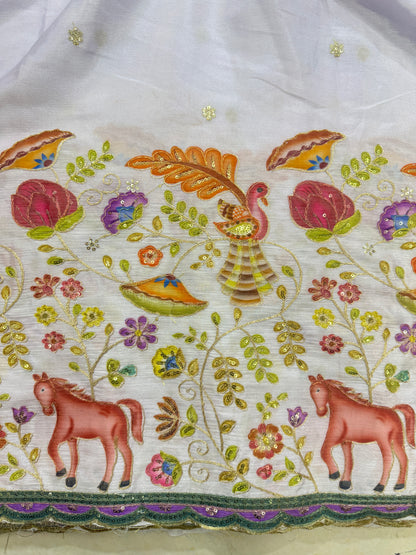 🥰🦌Beautiful Kalamkari Border Fabrics 🦚 44width
