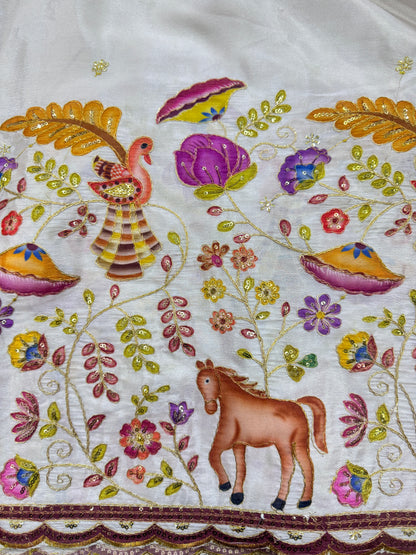 🥰🦌Beautiful Kalamkari Border Fabrics 🦚 44width