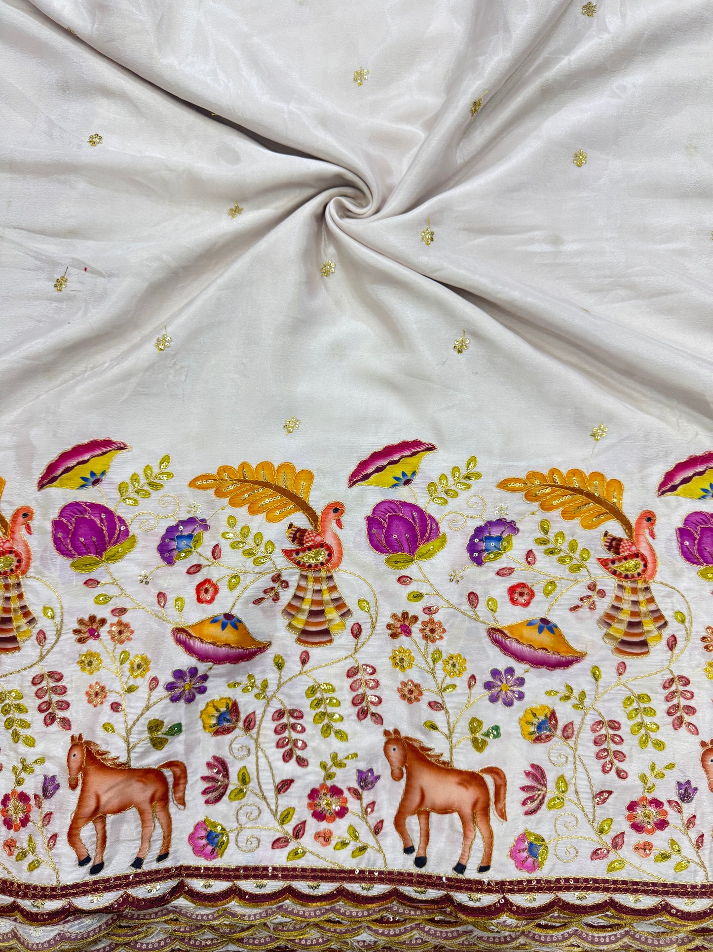 🥰🦌Beautiful Kalamkari Border Fabrics 🦚 44width