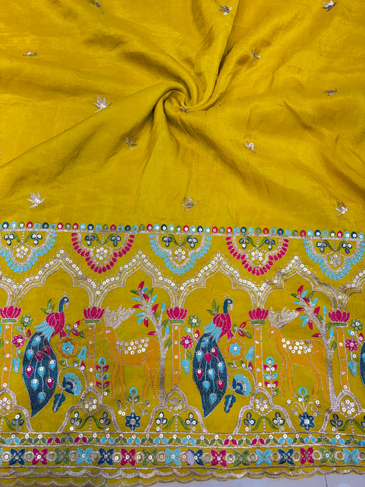 🥹💕Pure Tissue with 🦚 Embroidery 🪡 | 44 Inch Width