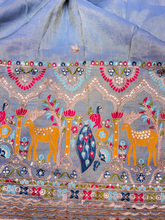 🥹💕Pure Tissue with 🦚 Embroidery 🪡 | 44 Inch Width