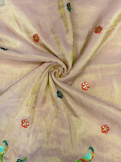 🥹💕Pure Tissue with 🦚 Embroidery 🪡 | 44 Inch Width