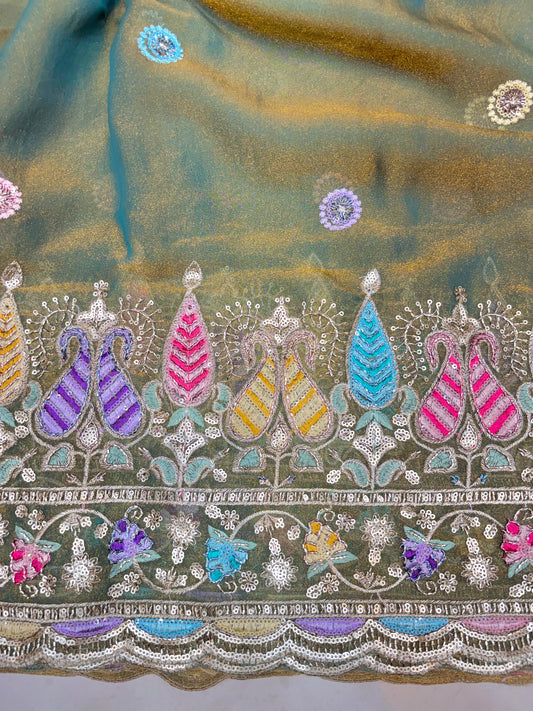 😍Exclusive Space Silk with Multi Colour Embroidery 44 inch width 🪡🧵