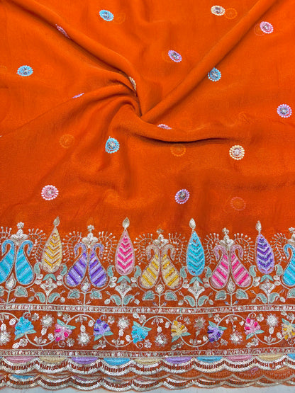 😍Exclusive Space Silk with Multi Colour Embroidery 44 inch width 🪡🧵