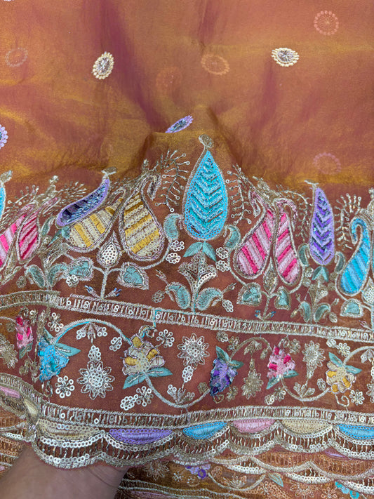 😍Exclusive Space Silk with Multi Colour Embroidery 44 inch width 🪡🧵