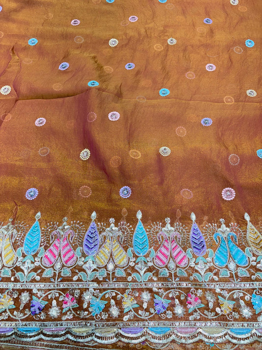 😍Exclusive Space Silk with Multi Colour Embroidery 44 inch width 🪡🧵